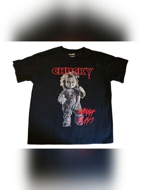 Chucky “Wanna Play?” Graphic T-Shirt Size L Horror Movie Tee